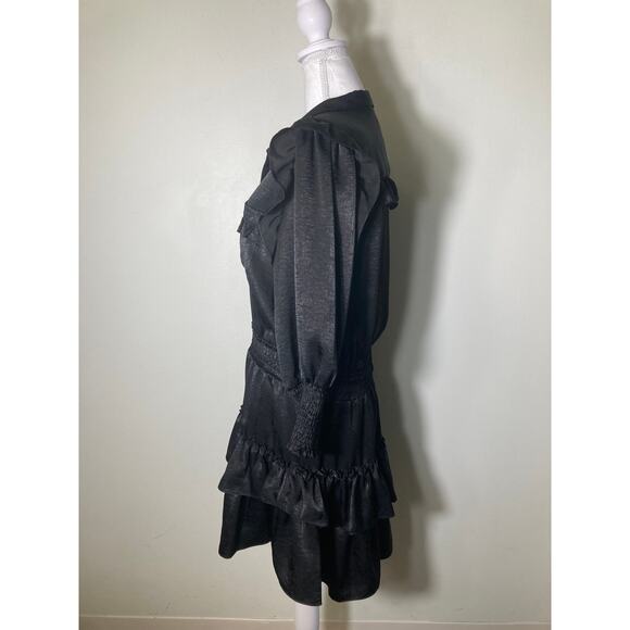 MISA Los Angeles Black Long Sleeve Mini Dress Sz M - Picture 3 of 4